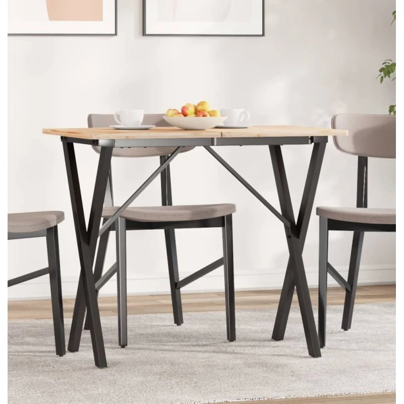 vidaXL bordben X-stel stål 80x40x73 cm, sort