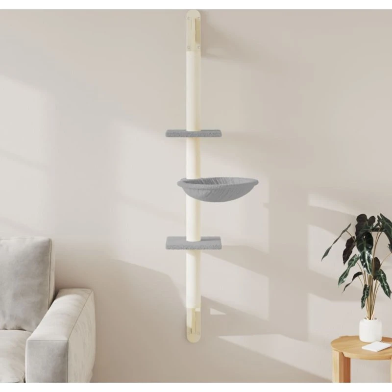 vidaXL væghængt kradsetræ 142,5 cm lysegrå