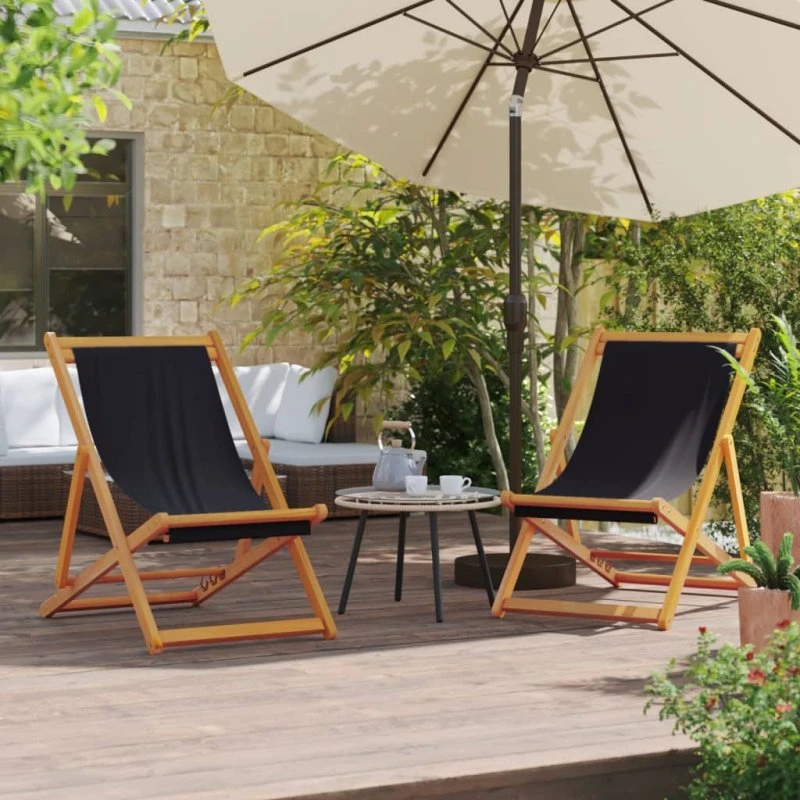 vidaXL foldbare strandstole 2 stk. sort