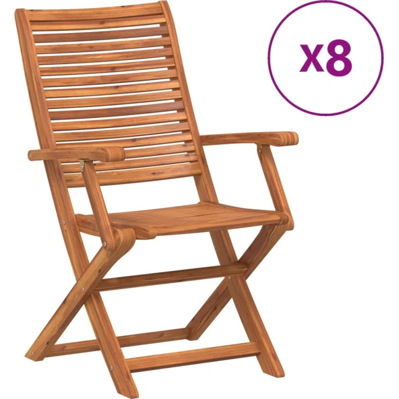 vidaXL 8 stk. foldbare havestole i massivt akacietræ, 57x66x95 cm