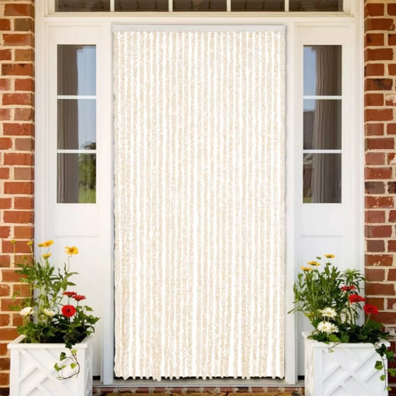 vidaXL Flueforhæng 118x220 cm Cheneille Beige/Hvid
