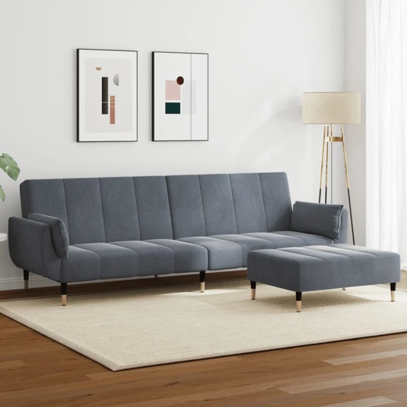 vidaXL 2-personers sovesofa med fodskammel mørkegrå