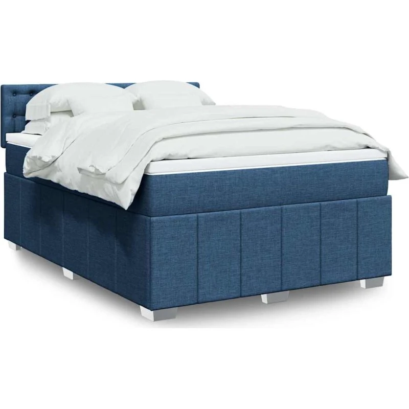 vidaXL Kontinentalseng 140x190 cm blå stof med pocketmadras