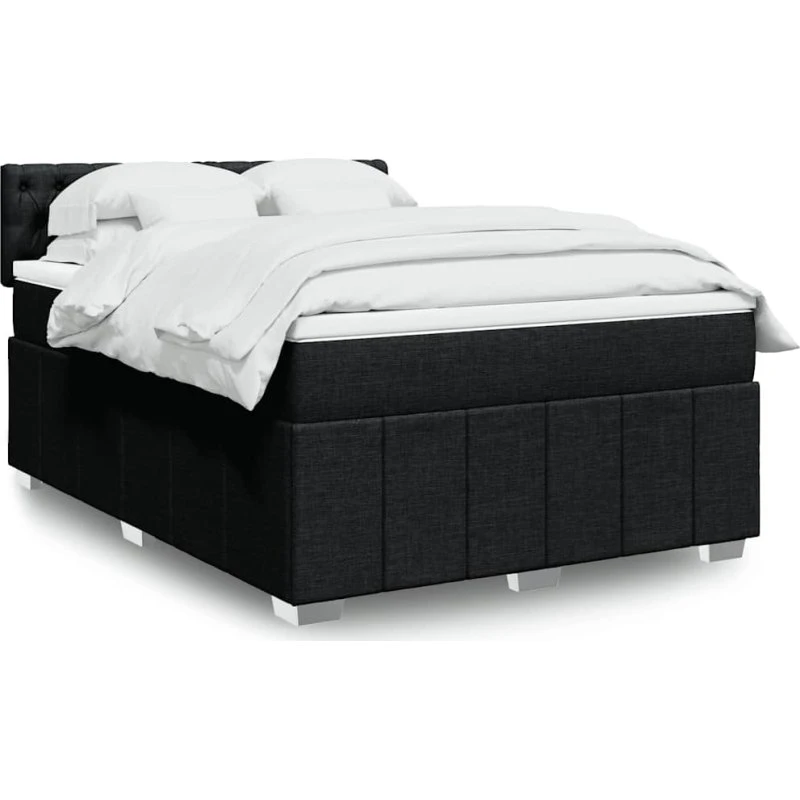 vidaXL Kontinentalseng 140x190 cm med Madras, Sort Stof