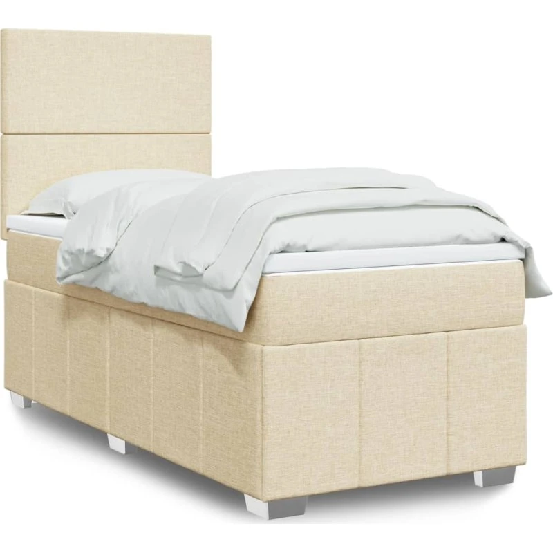 vidaXL Kontinentalseng 90x200 cm Creme med Pocketmadras