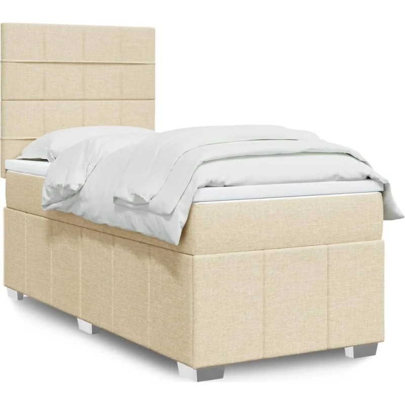 vidaXL Kontinentalseng 90x200 cm Creme med Pocketmadras og Topmadras