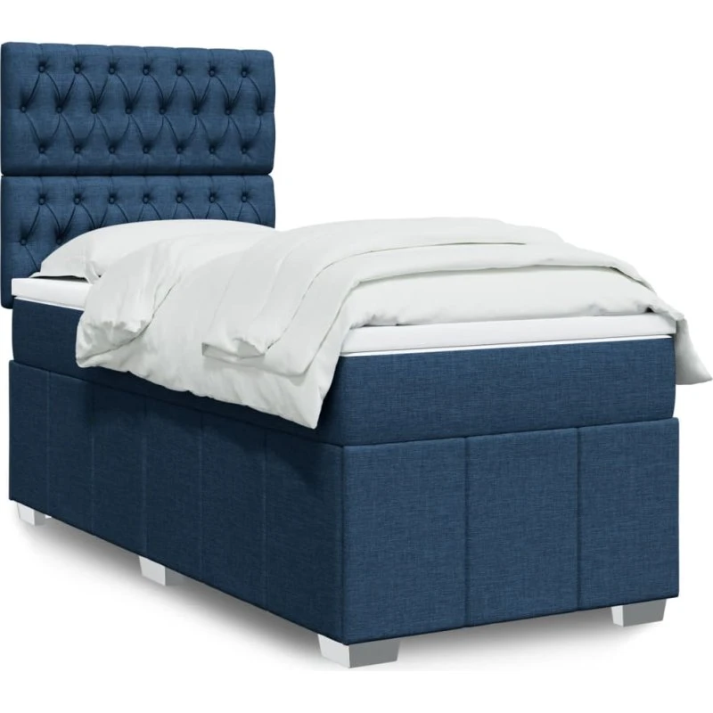 vidaXL Kontinentalseng 90x200 cm Stof Blå med Pocketmadras