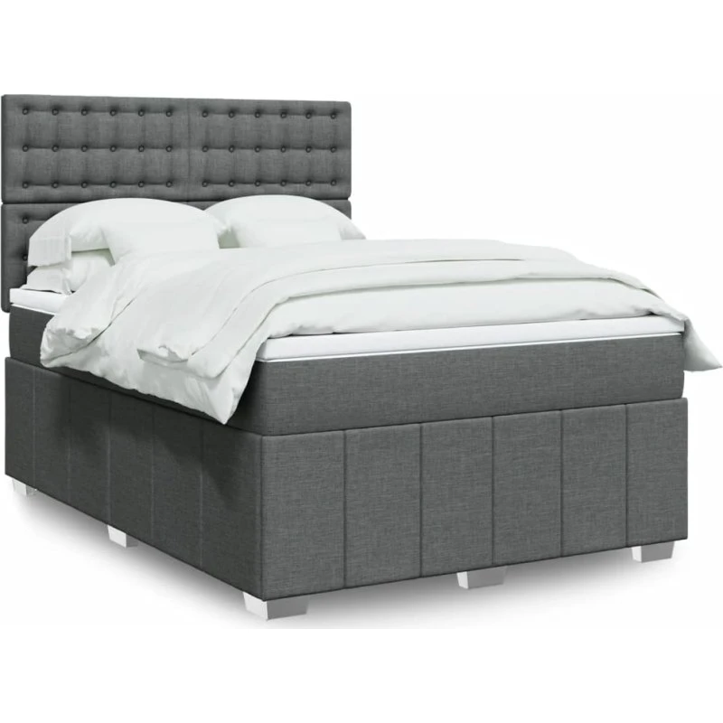 vidaXL Kontinentalseng 140x190 cm med springmadras, mørkegrå