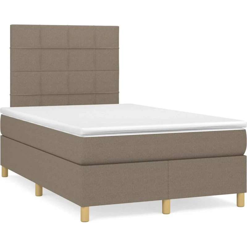 vidaXL Kontinentalseng 120x190 cm gråbrun med justerbar hovedgærd og pocketmadras