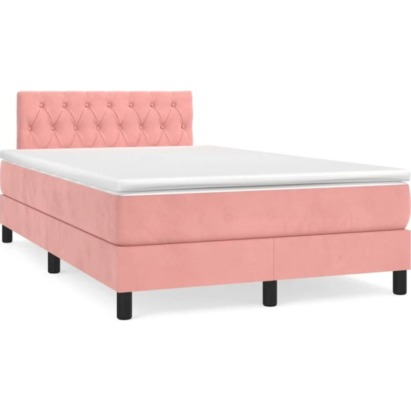 vidaXL Kontinentalseng 120x190 cm lyserød med LED-lys og madras