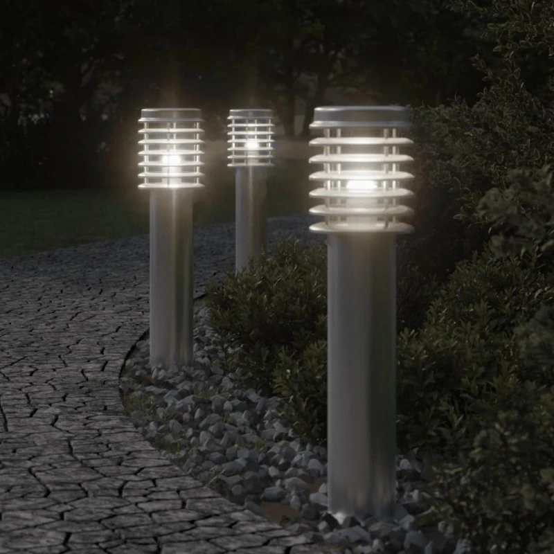 vidaXL 3 stk. udendørs standerlamper 60 cm rustfrit stål sølv