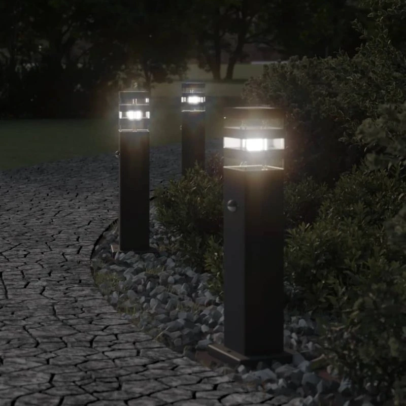 vidaXL 3 stk. udendørs standerlamper med sensor, 50 cm, sort aluminium