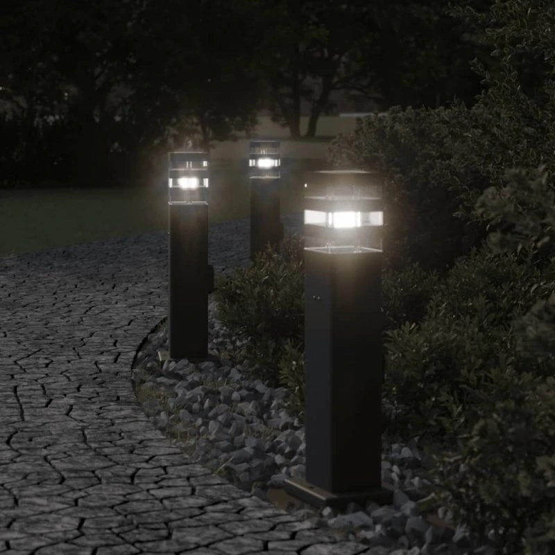 vidaXL 3 stk. udendørs standerlamper 50 cm sort aluminium med stikkontakt