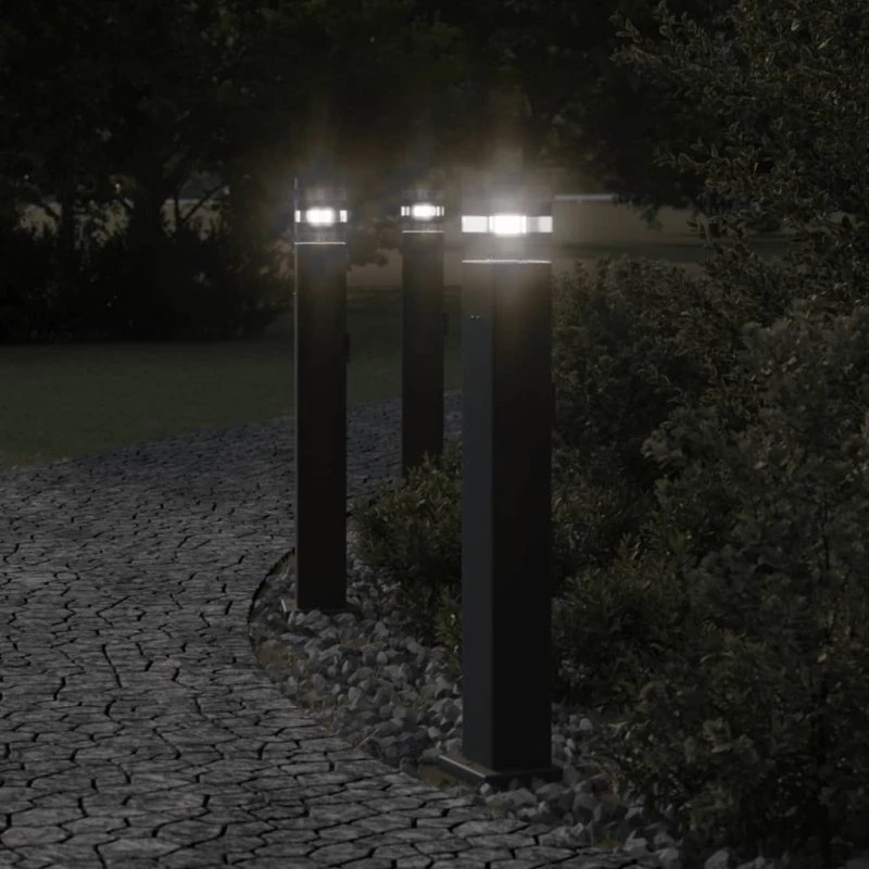 vidaXL 3 stk. udendørs standerlamper 80 cm sort aluminium med stikkontakt