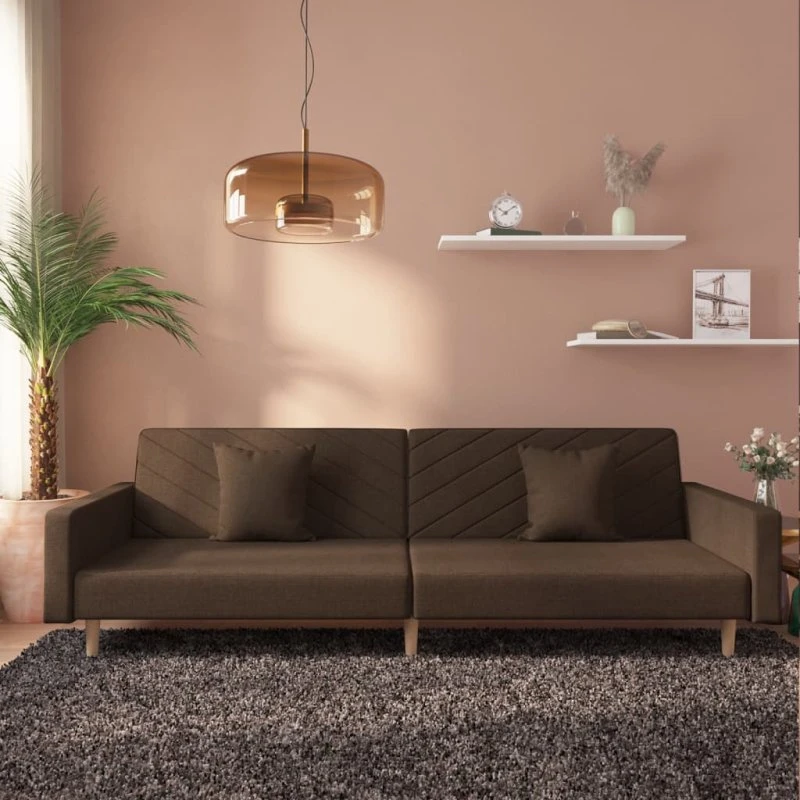 vidaXL 2-personers sovesofa med 2 puder, brun