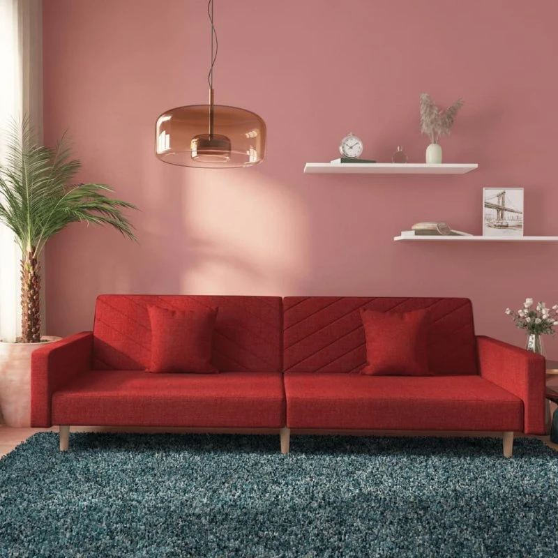 vidaXL 2-personers sovesofa vinrød med 2 puder