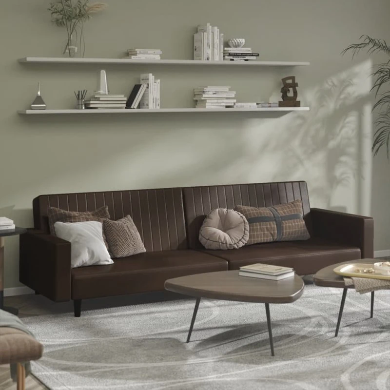vidaXL 2-personers sovesofa i kunstlæder brun