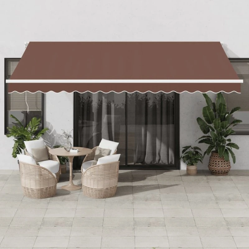 vidaXL Markise med LED-lys 450x350 cm automatisk brun
