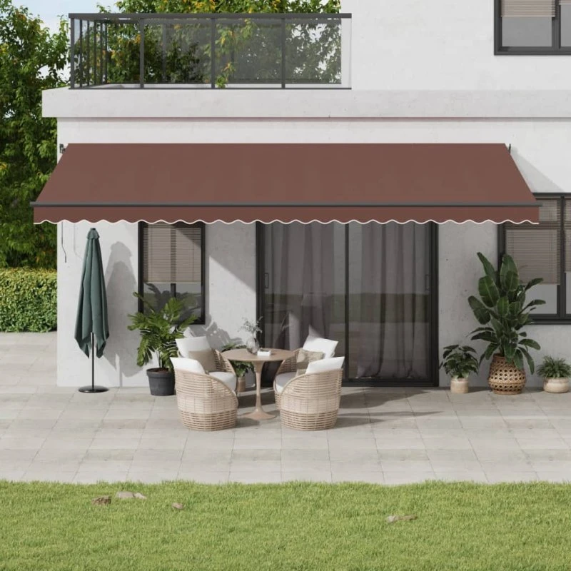 vidaXL Markise med LED-lys 600x350 cm, automatisk, brun