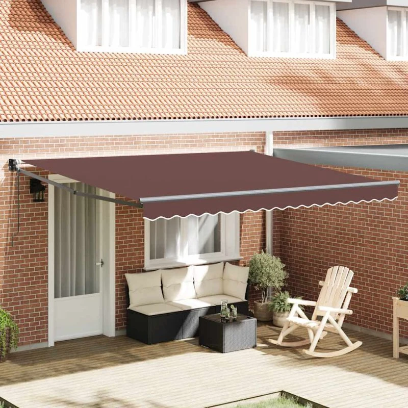 vidaXL Markise 400x300 cm automatisk brun