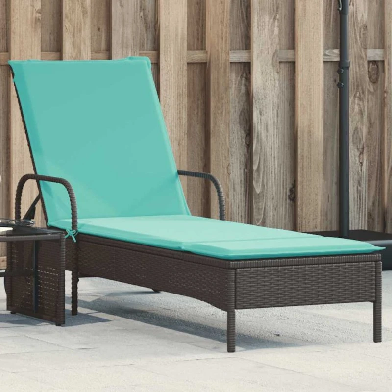 vidaXL liggestol med hjul og hynde, sort polyrattan