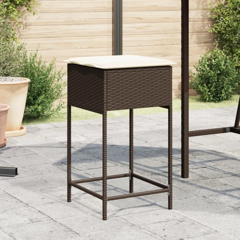 vidaXL udendørs barstole med hynder 2 stk. brun polyrattan