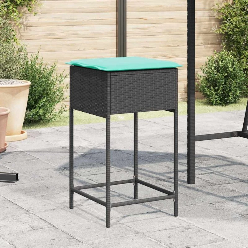 vidaXL Havebarstole med hynder 2 stk. sort polyrattan
