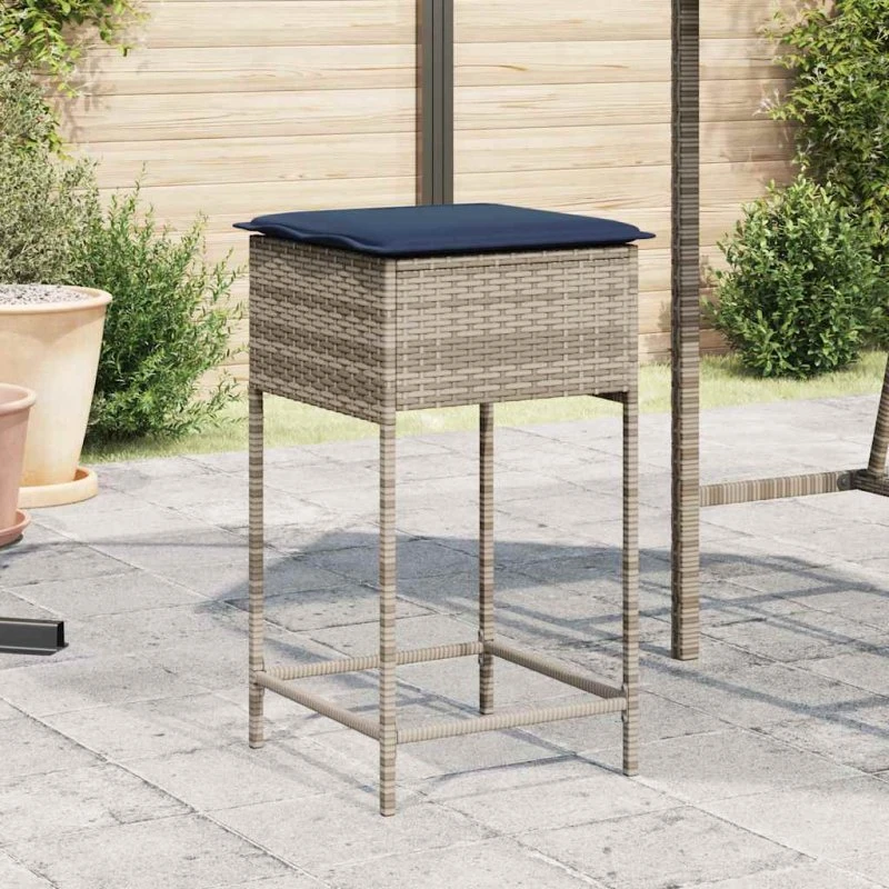 vidaXL Havebarstole med hynder 2 stk. grå polyrattan