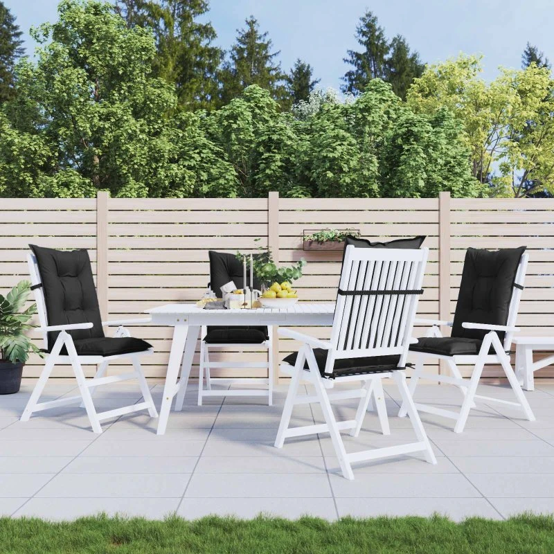 vidaXL Højrygget Stol Pudepakke 4 pcs Melange Sort 120 x 50 x 7 cm