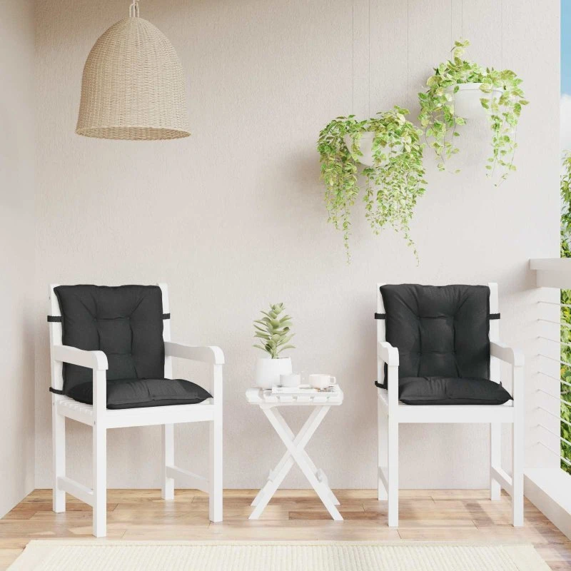 vidaXL Lavrygget Stolepuder Sæt 2 pcs Melange Sort 100 x 50 x 7 cm