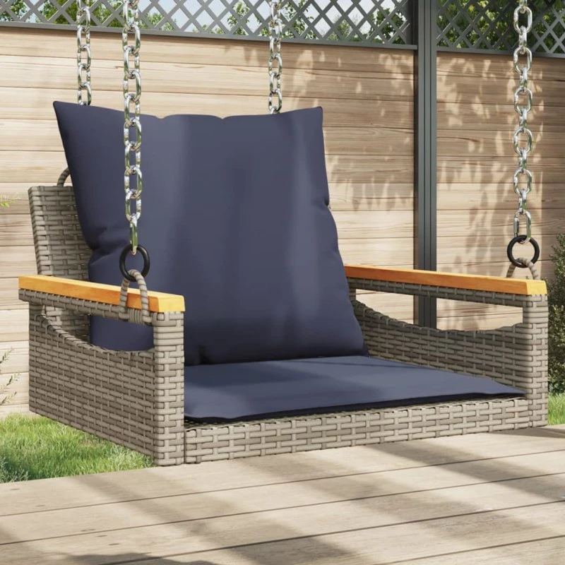 vidaXL gyngebænk med hynder 63x62x40 cm grå polyrattan