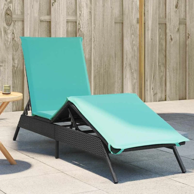 vidaXL liggestol med hynde sort polyrattan, justerbar