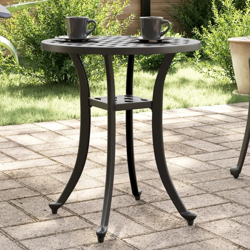 vidaXL havebord Ø48x53 cm støbt aluminium sort