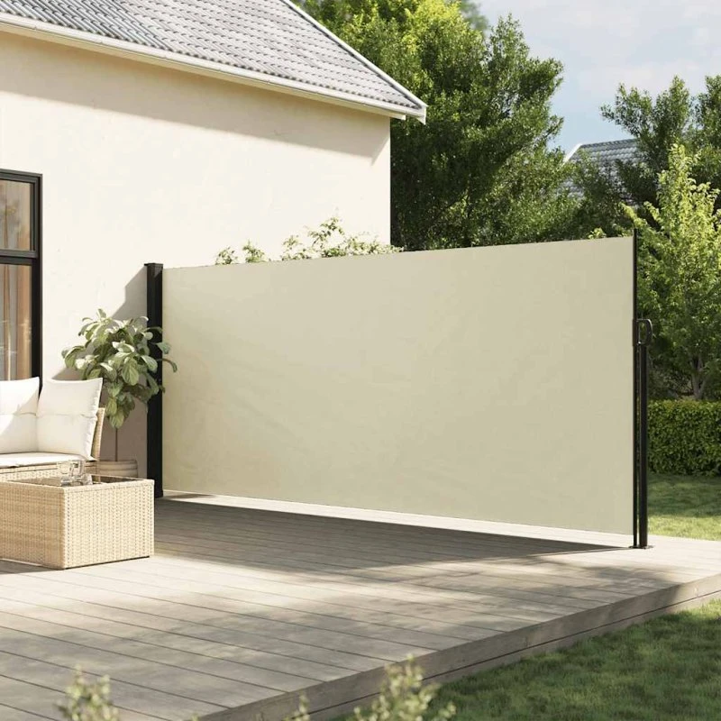 vidaXL Sidemarkise 180x500 cm Creme, Sammenrullelig