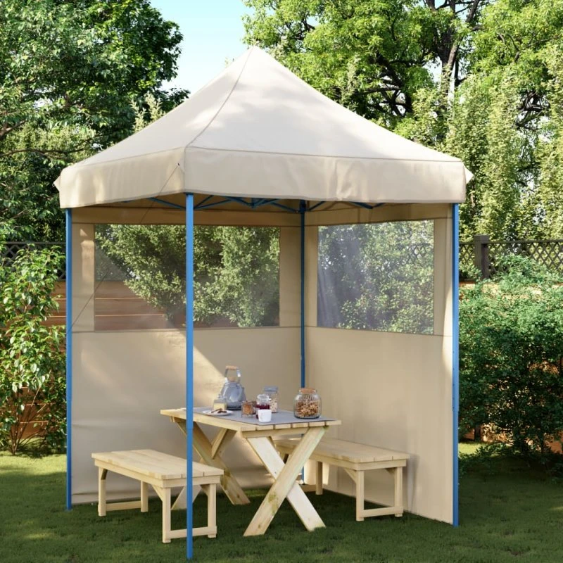 vidaXL Pop-up partytelt 200×200 cm med 2 sidevægge, beige