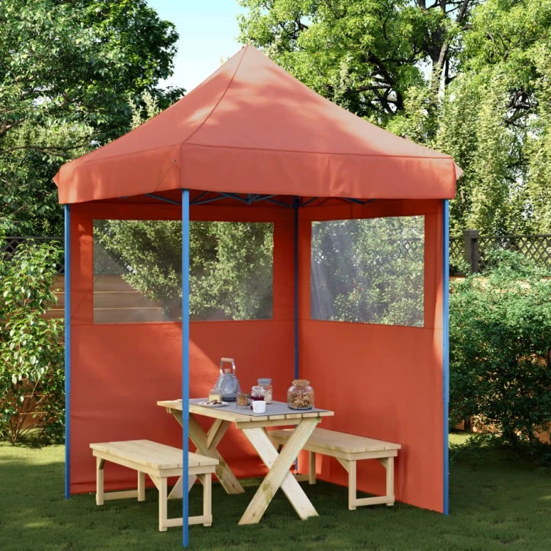 vidaXL foldbart pop-up festtelt 2×2 m terracotta med 2 sidevægge