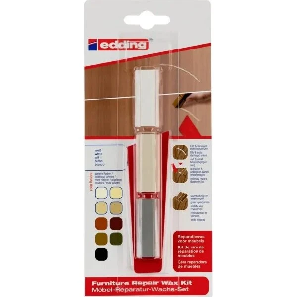 Edding Voks til møbelreparation – Sort, 3 nuancer med spatel