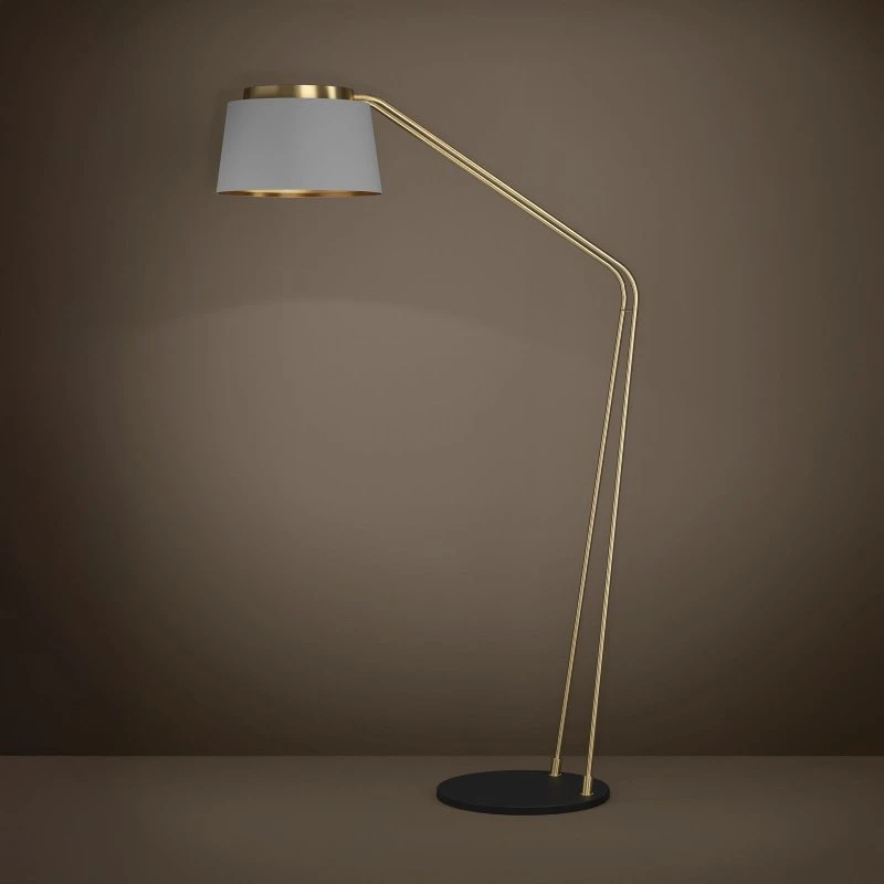 Stars of Light Almerimar gulvlampe, grå/børstet messing, 181 cm