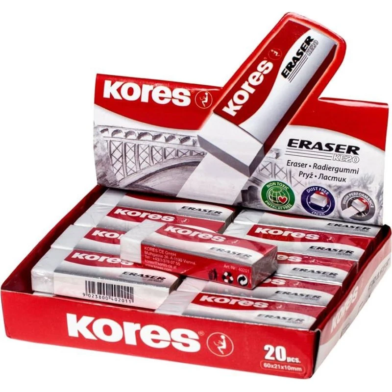 Kores Eraser KE20 Viskelæder, hvid, 60x21x10 mm
