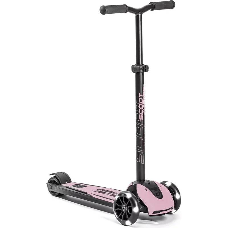 Scoot & Ride Highwaykick 5 Løbehjul, Rose, Justerbar Styr, LED Lys, 5+år, 80kg