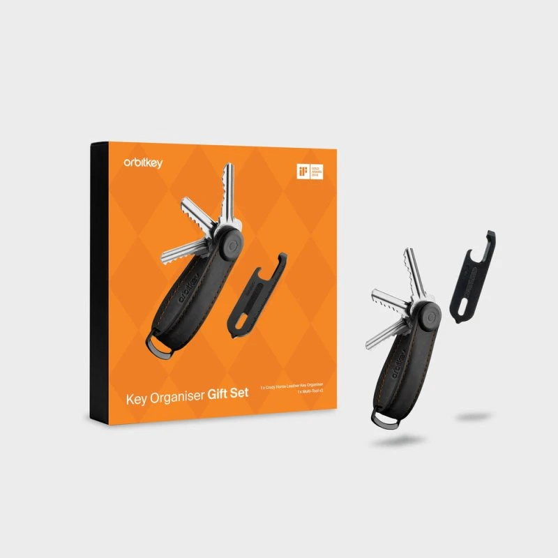 Orbitkey Crazy Horse Nøgleringsæt + Multitool V2, Sort
