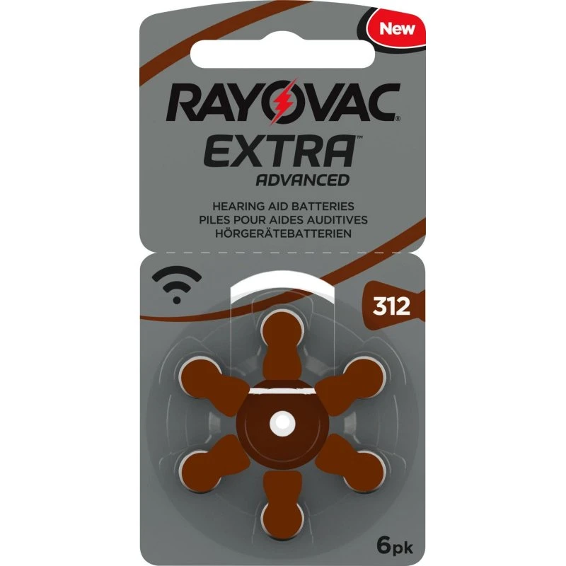Rayovac Extra Høreapparatbatteri 312, 6 stk.