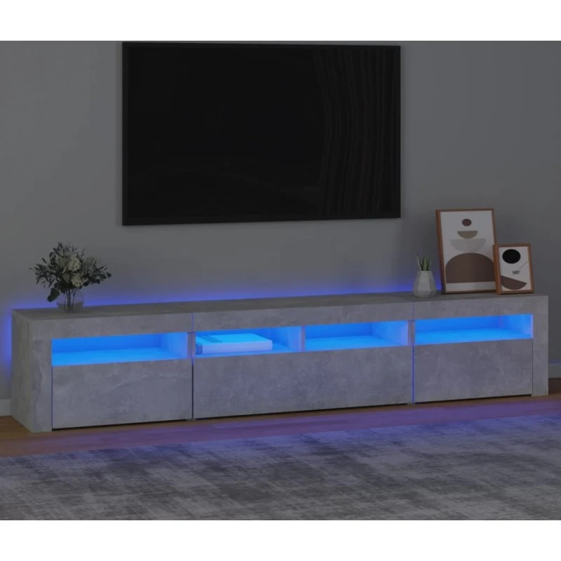 vidaXL tv-skab med LED-lys 210x35x40 cm betongrå