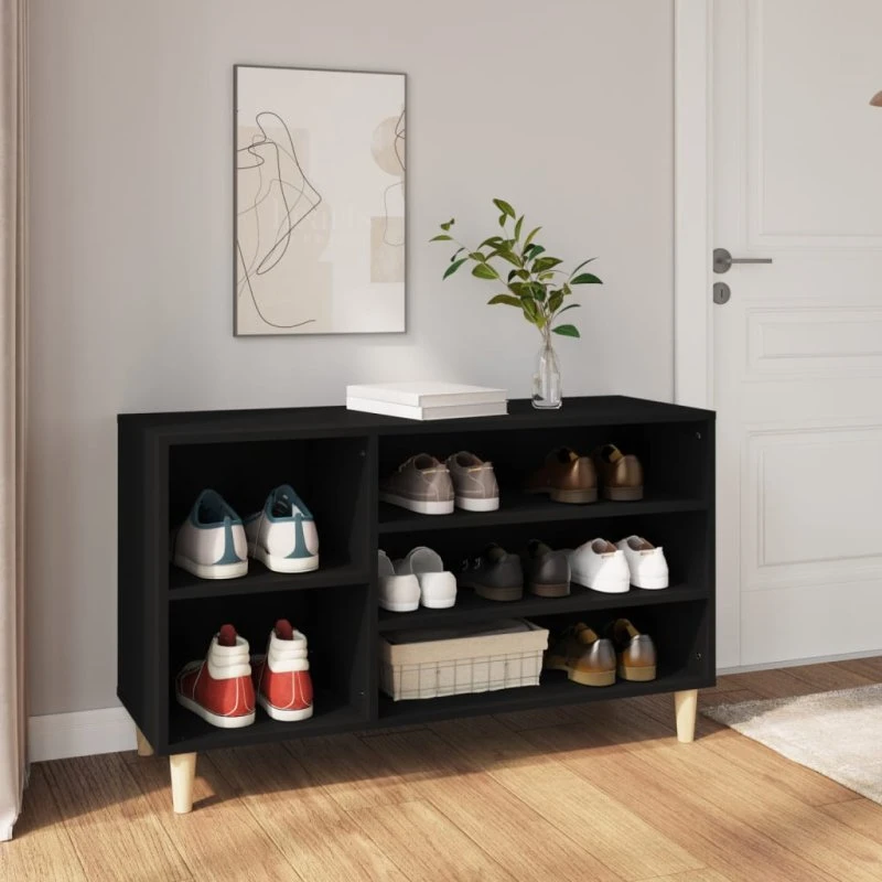 vidaXL Skoreol 102x36x60 cm Konstrueret Træ Sort