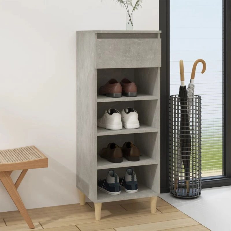 vidaXL Skoreol 40x36x105 cm Konstrueret Træ Betongrå med Skuffe