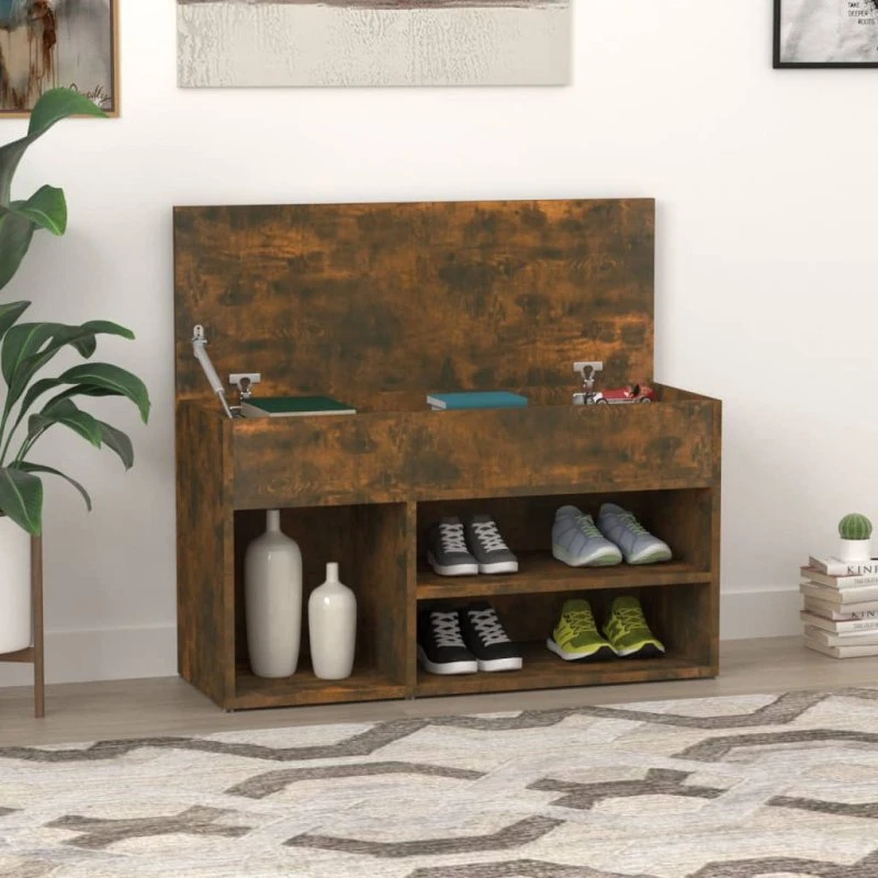 vidaXL Skobænk 80x30x45 cm røget egetræsfarve