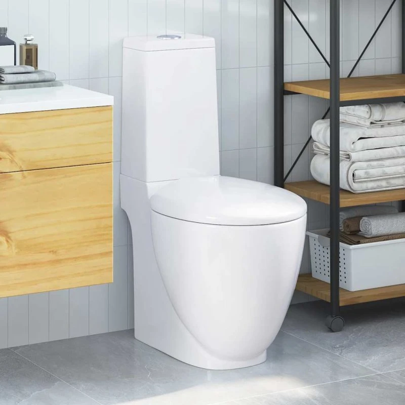 vidaXL Keramisk Toilet med Bundafløb, Rund, Hvid, Soft Close