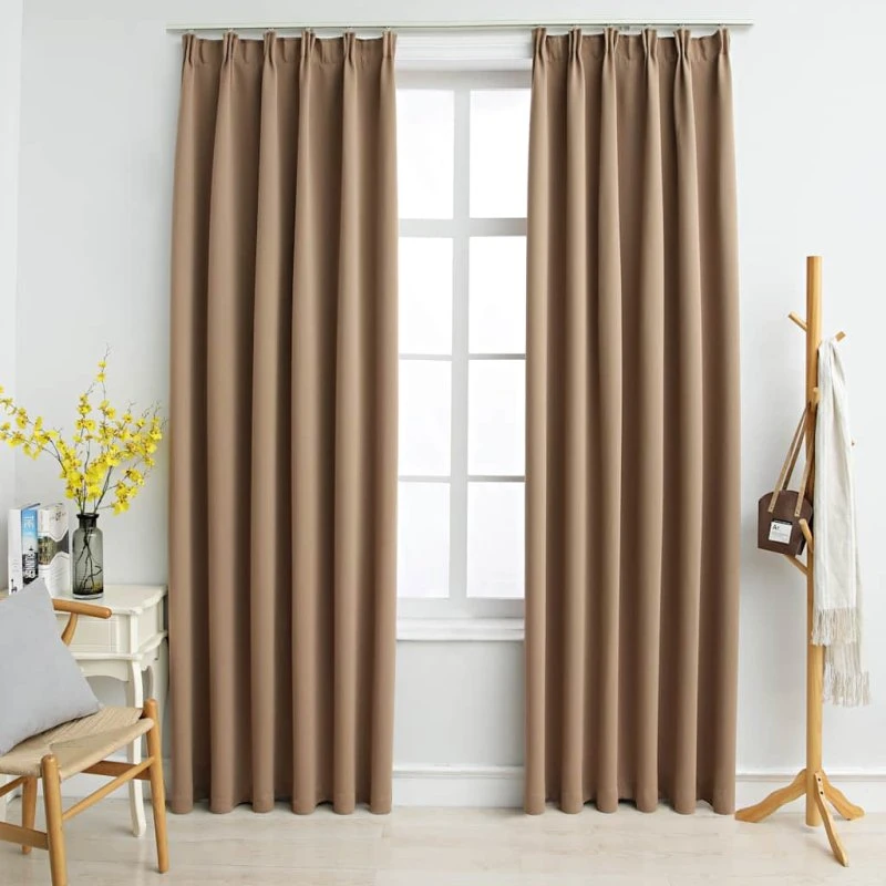 vidaXL Mørklægningsgardiner med Kroge 140 x 245 cm Gråbrun