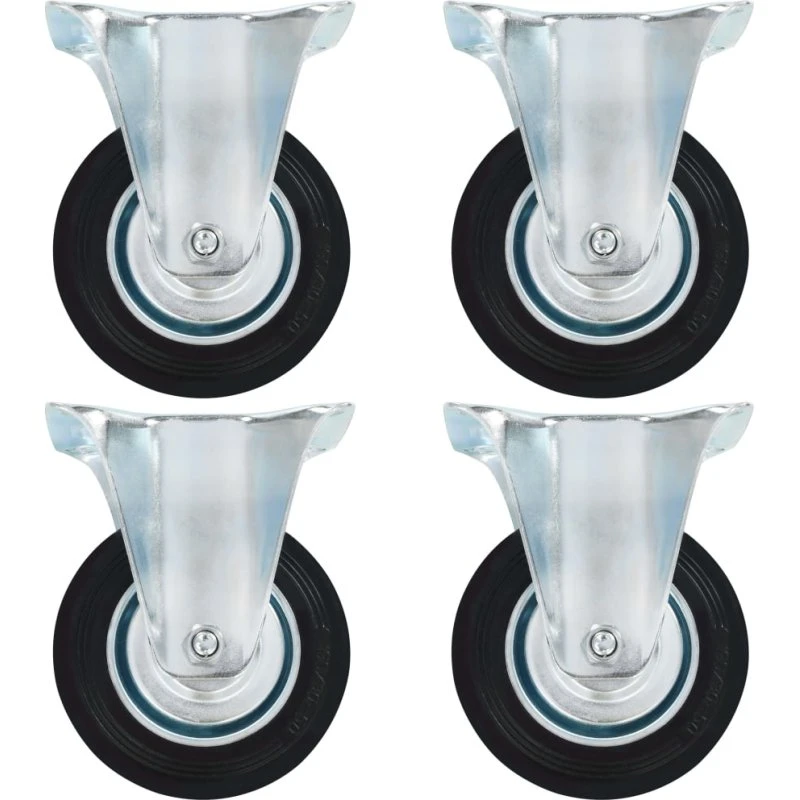vidaXL Faste Hjul 4 stk. 100 mm Gummihjul med Plade
