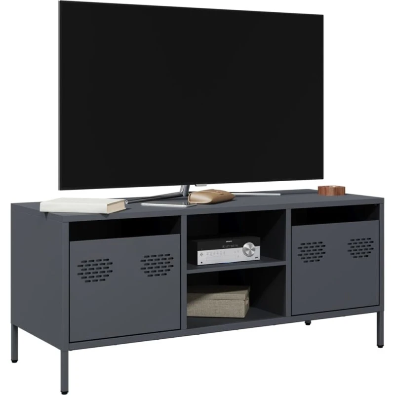 vidaXL tv-bord 101,5x39x43,5 cm antracitgrå koldvalset stål